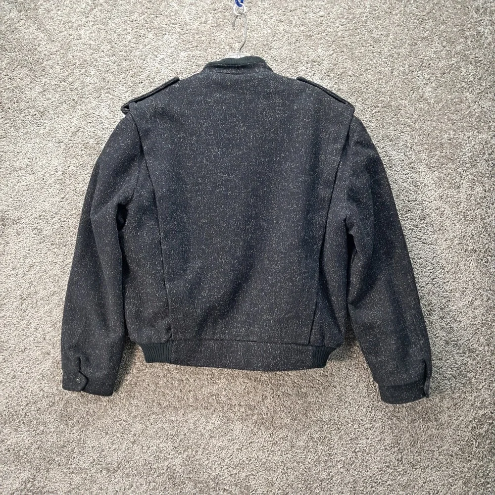 Fan Club Vintage Men Charcoal Gray‎ Faux Fur Lined Bomber Jacket Size 40